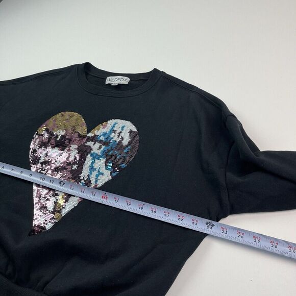 Wildfox Harlequin Heart Fifi Sequin Sweatshirt XS Black Oversized Rainbow Grunge - Picture 7 of 12